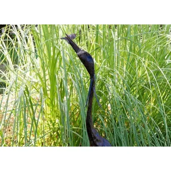 Héron GM avalant - Oiseau décoratif en métal recyclé