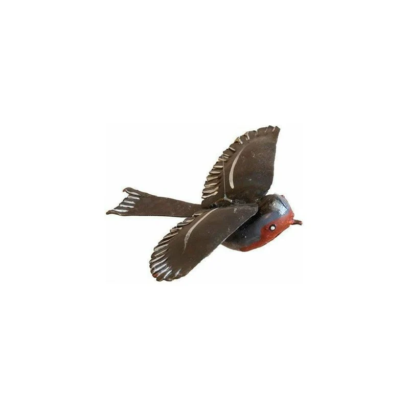 Rouge gorge en vol - Oiseau décoratif en métal recyclé