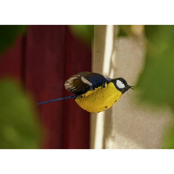 Mésange en vol - Oiseau décoratif en métal recyclé