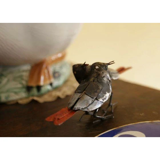 Rouge queue – Couple - Oiseau décoratif en métal recyclé