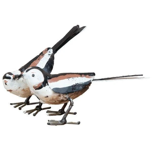 Mésange à longue queue – Couple - Oiseau décoratif en métal recyclé