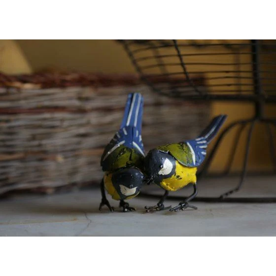 Mésange – Couple - Oiseau décoratif en métal recyclé
