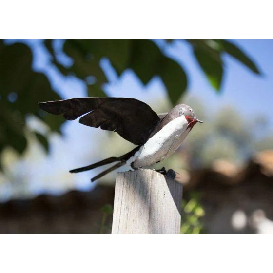 Hirondelle ailes ouvertes - Oiseau décoratif en métal recyclé
