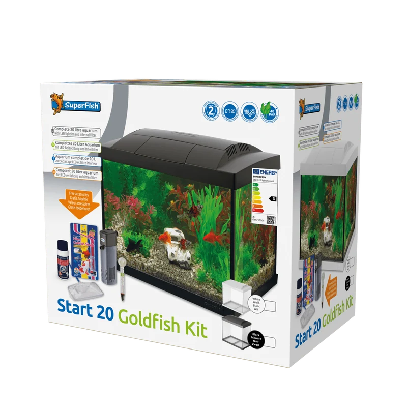 Aquarium Start 20 Goldfish Kit Noir - 20L - Superfish - Aquarium Kit Complet