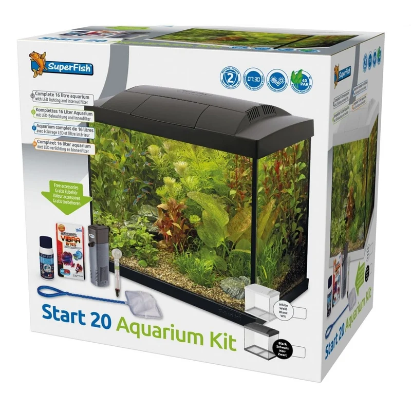 Aquarium Start 20 Goldfish Kit Noir - 20L - Superfish - Aquarium Kit Complet