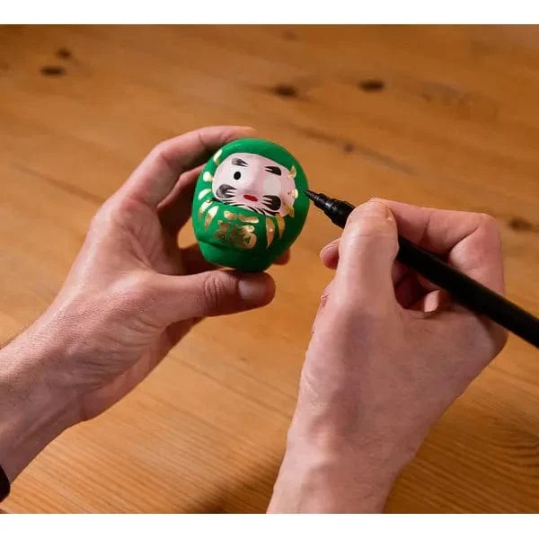 Daruma Traditionnel Vert - Moyen, Santé - Fabriqué au Japon