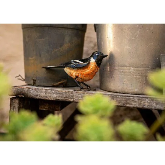 Tarier patre - Oiseau décoratif en métal recyclé