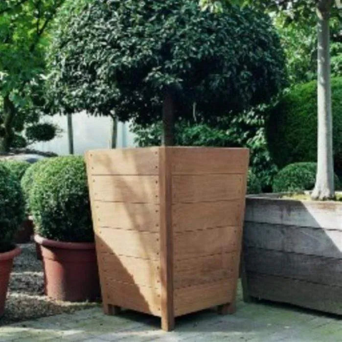 Jardinière en bois exotique - Sevilla Effilé 0.5m x 0.5m x 0.57m
