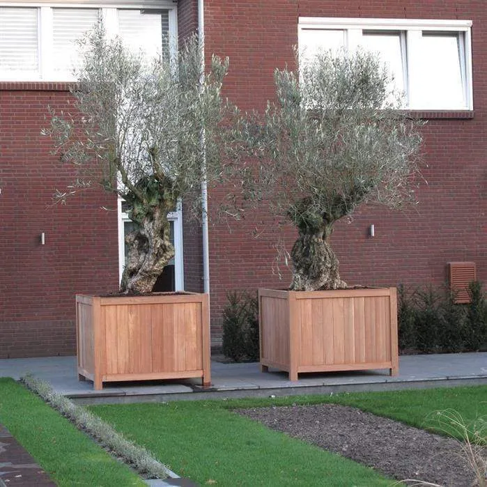Jardinière en bois exotique - Valencia 0.7m x 0.7m x 0.7m