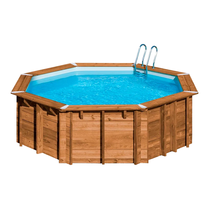 Piscina elevada de madera GRE Vasto redonda Ø428x136 cm - Ref. 790302