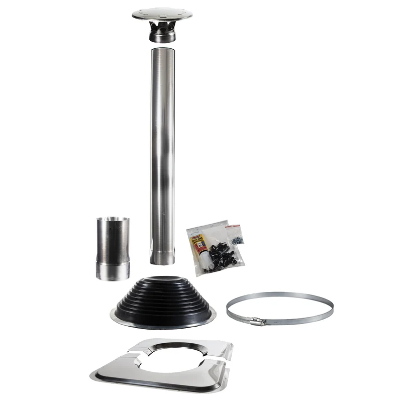 Ensemble de cheminée en acier 1500 inox pour sauna tonneau