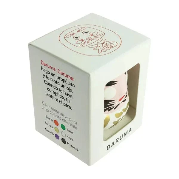 Daruma Traditionnel Blanc - Moyen, Amour - Fabriqué au Japon