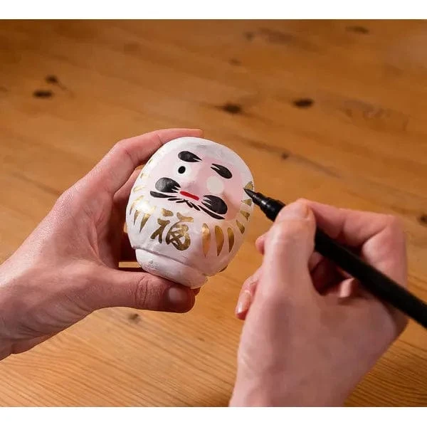 Daruma Blanc Grand - Fabriqué au Japon - Symbole de Chance et de Réussite (Accomplissement)