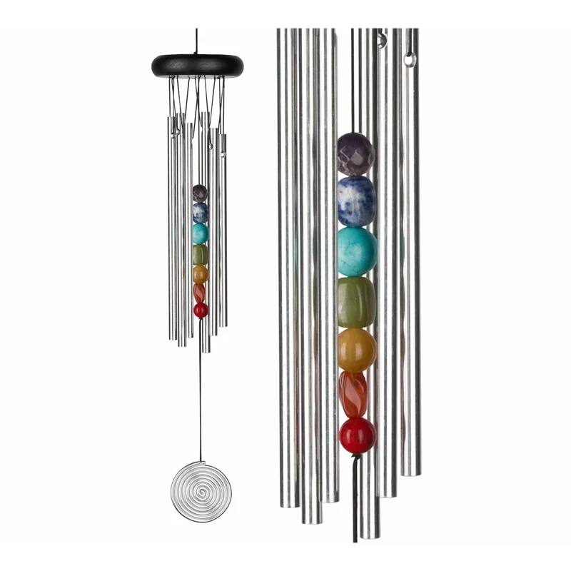 Carillon à Vent 7 Chakras - Argenté - 44CM