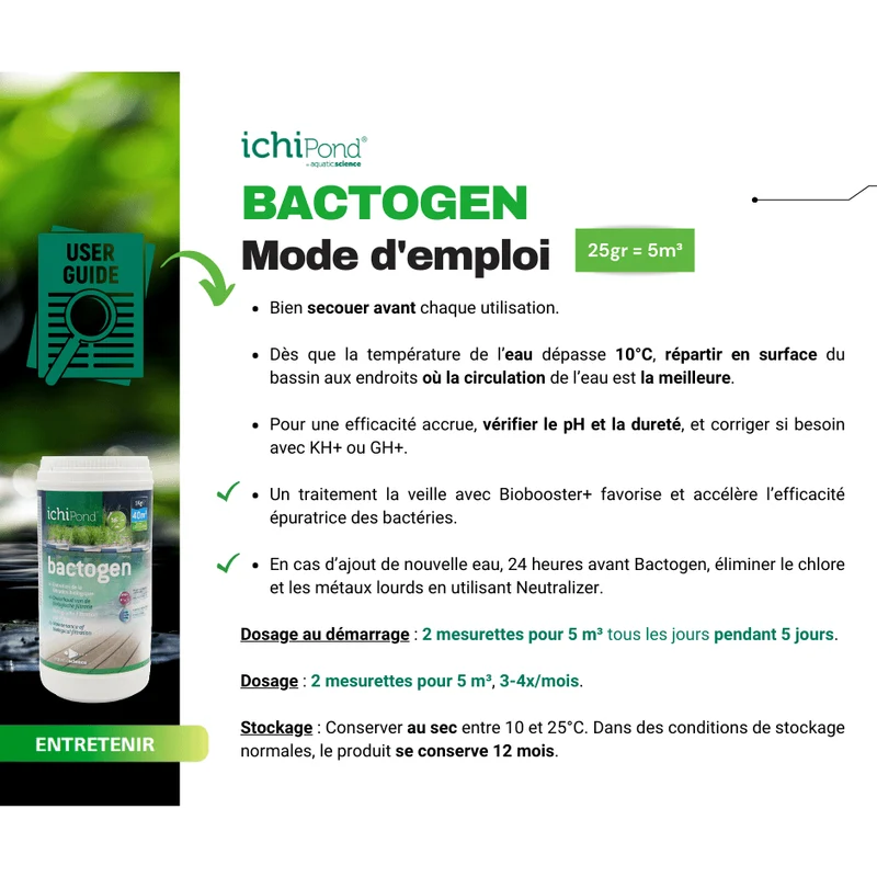 Bactogen pour 500m³ - Bactéries d'entretien de la filtration & maintenance du bassin