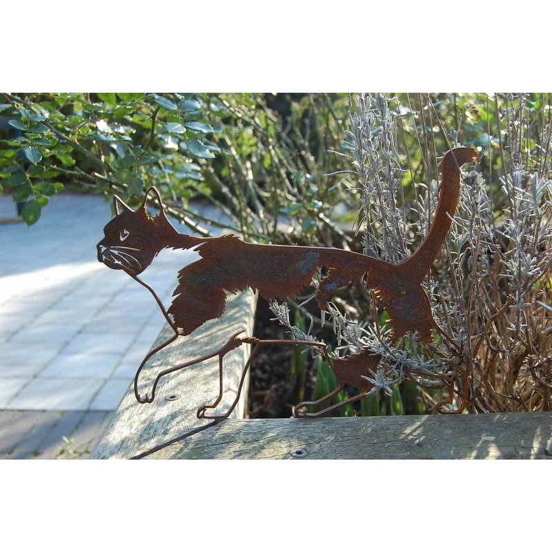 Chat - Silhouette en acier corten