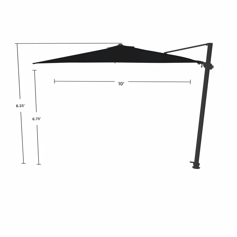 Parasol Cantilever Treasure Garden AG25T 10’ Carré Noir | Parasol Déporté 360° avec Inclinaison