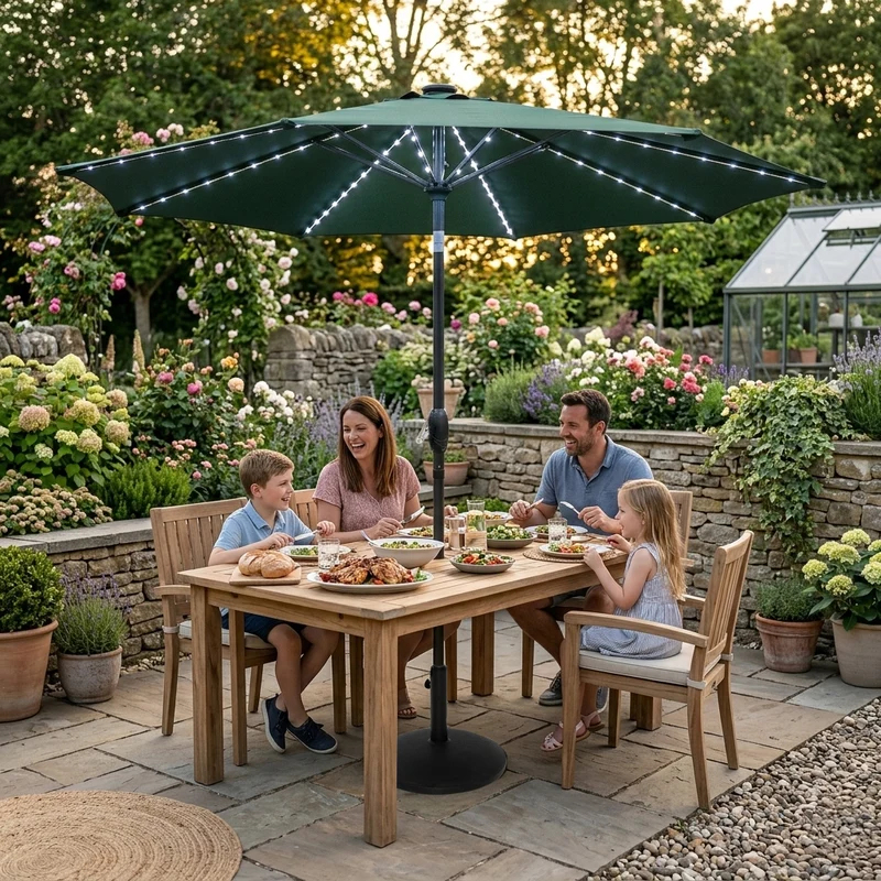 Parasol Inclinable à LED 2,7 m - Vert