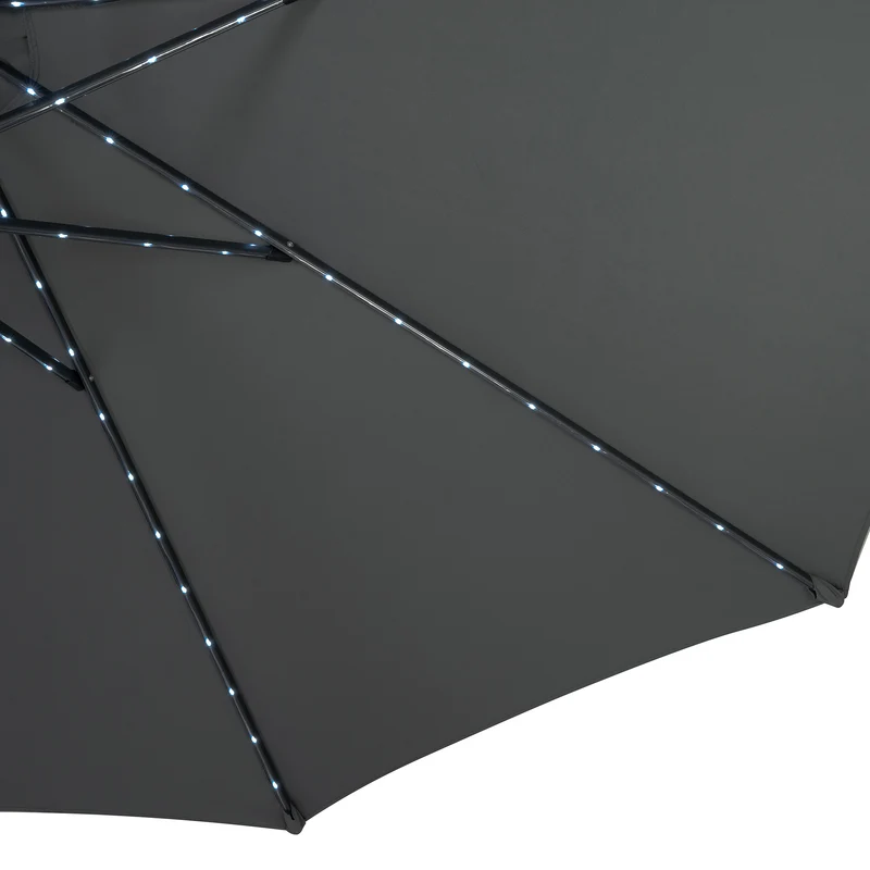 Parasol Inclinable à LED 2,7 m - Gris