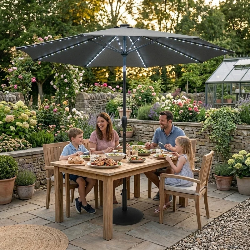 Parasol Inclinable à LED 2,7 m - Gris