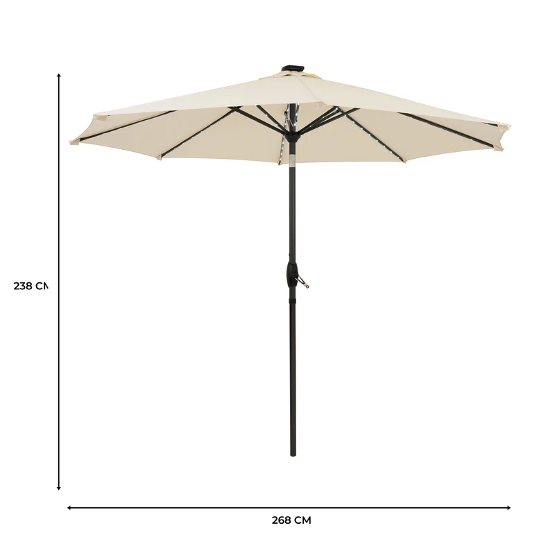 Parasol Inclinable à LED 2,7 m - Crème