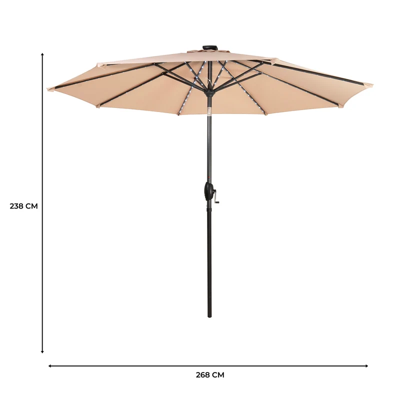 Parasol Inclinable à LED 2,7 m - Beige