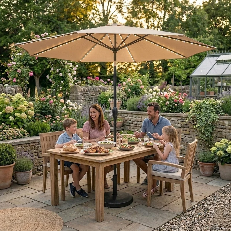 Parasol Inclinable à LED 2,7 m - Beige