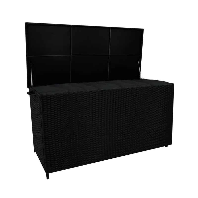Coffre de Rangement d'Extérieur en Rotin Noir - 700 L