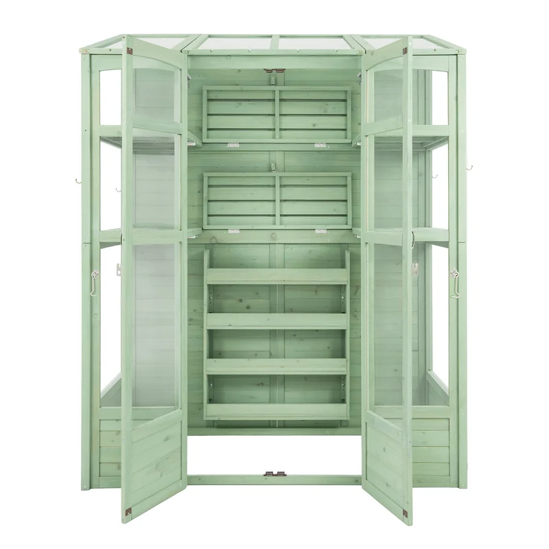 Serre de Jardin Adossée en Bois - Vert