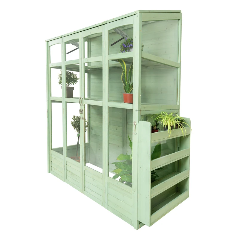 Serre de Jardin Adossée en Bois - Vert