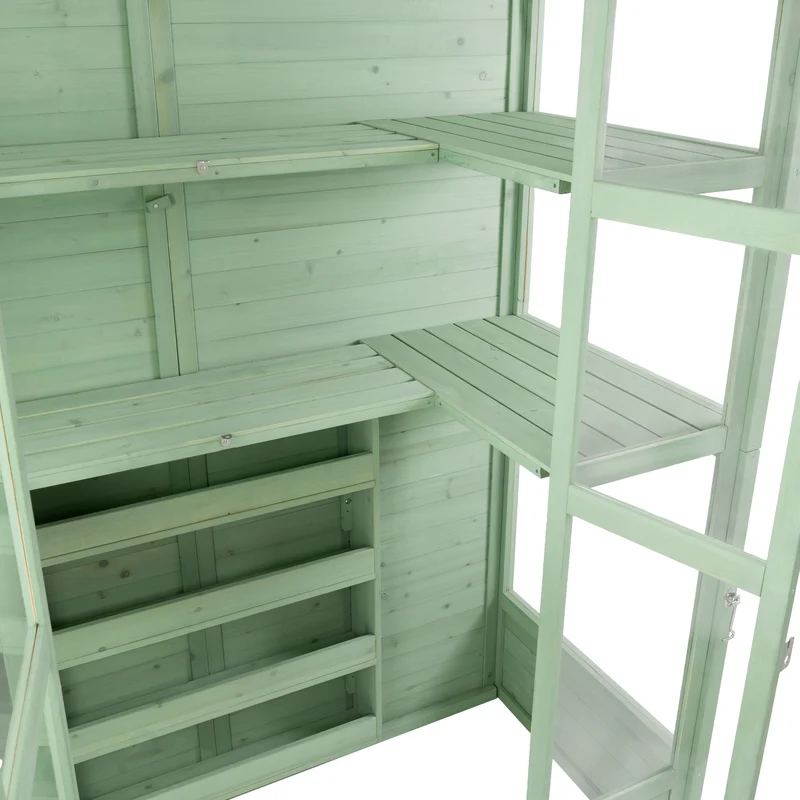 Serre de Jardin Adossée en Bois - Vert