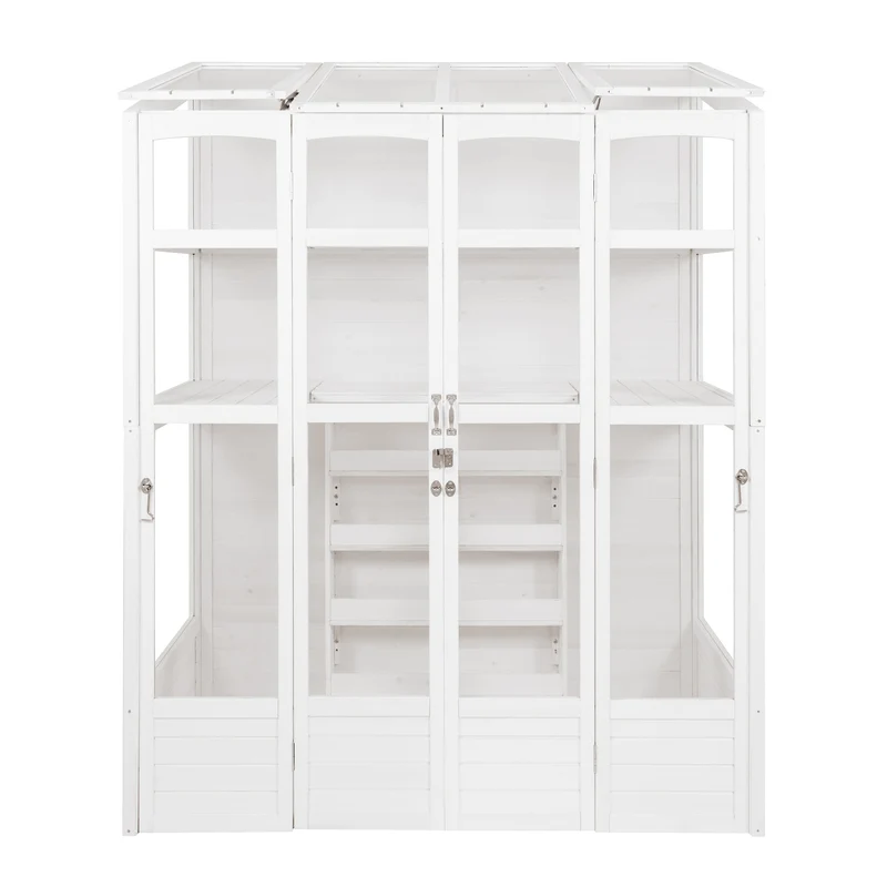 Serre de Jardin Adossée en Bois - Blanc
