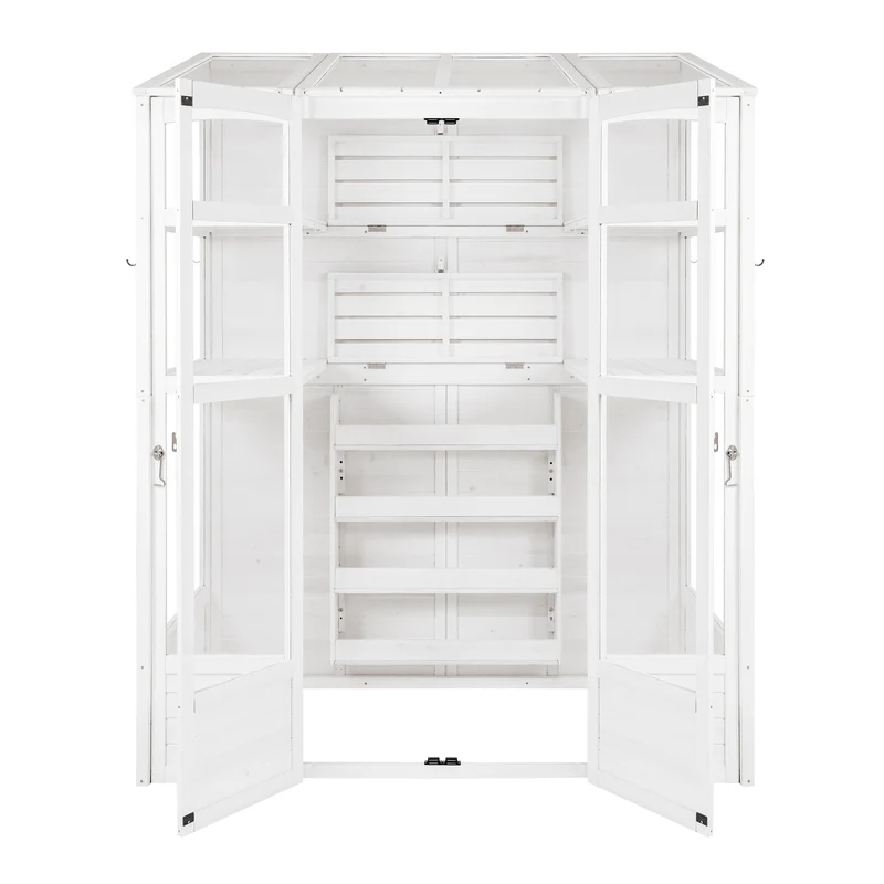 Serre de Jardin Adossée en Bois - Blanc