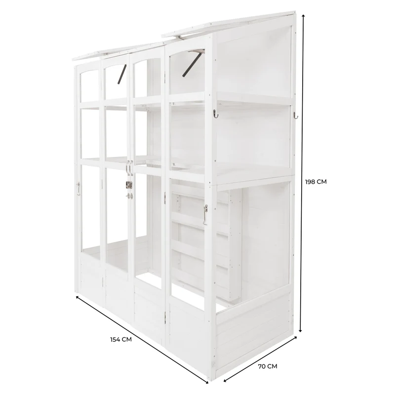Serre de Jardin Adossée en Bois - Blanc
