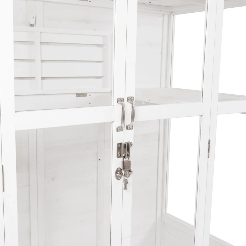 Serre de Jardin Adossée en Bois - Blanc