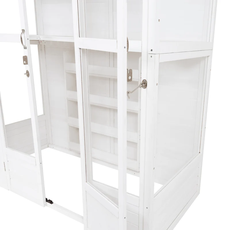 Serre de Jardin Adossée en Bois - Blanc