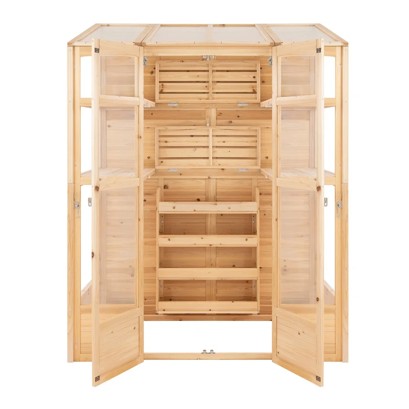 Serre de Jardin Adossée en Bois - Naturel