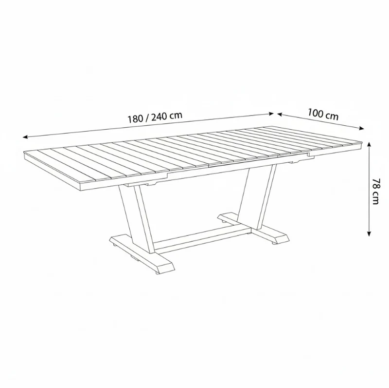 Mesa Retangular TECK Sined 180-240cm