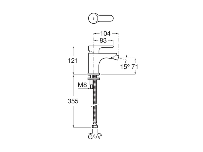 Roca - Mezclador monomando para bidé con cuerpo liso L20 Negro Mate A5A6C09NB0