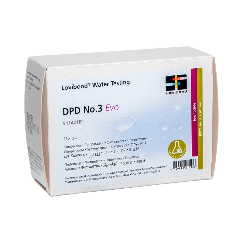 Tabletas de reactivo DPD3 (cloro total) Lovibond 511421BT para fotómetro – Caja 250 tabletas