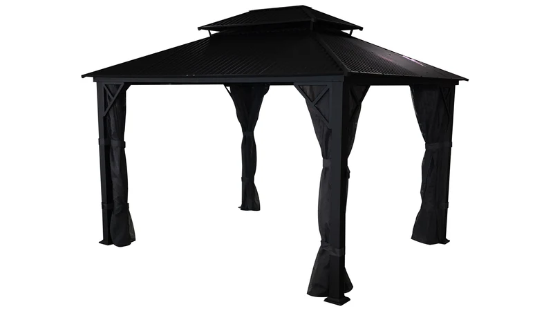 Gazebo Métropolis en Aluminium Noir avec Toit en Galvalume® - Corriveau International