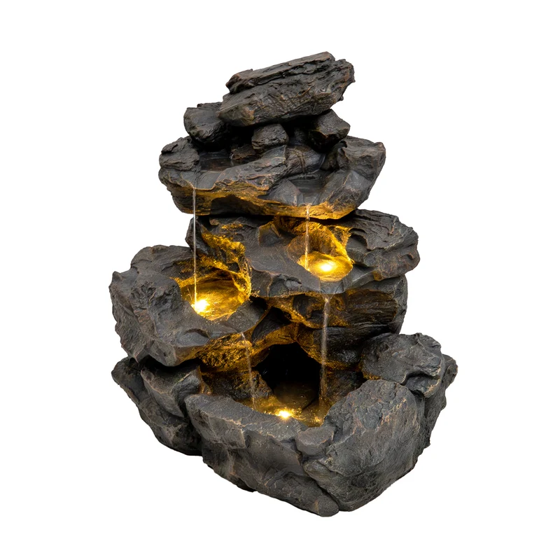 Fontaine de Jardin « Rustic Rapids » Avec Éclairage LED