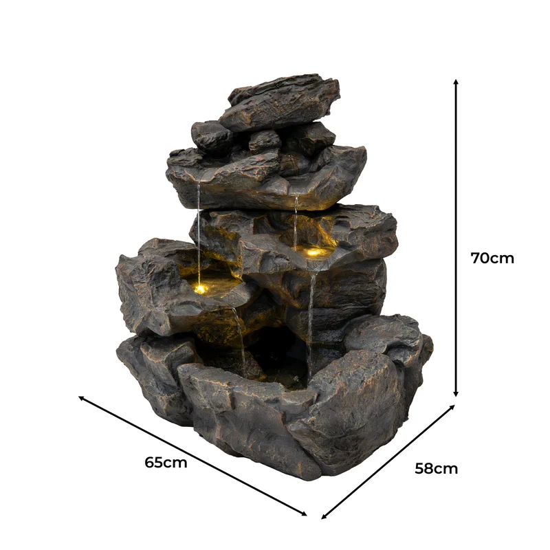 Fontaine de Jardin « Rustic Rapids » Avec Éclairage LED