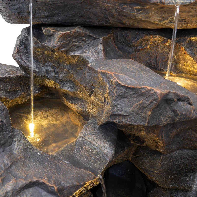 Fontaine de Jardin « Rustic Rapids » Avec Éclairage LED