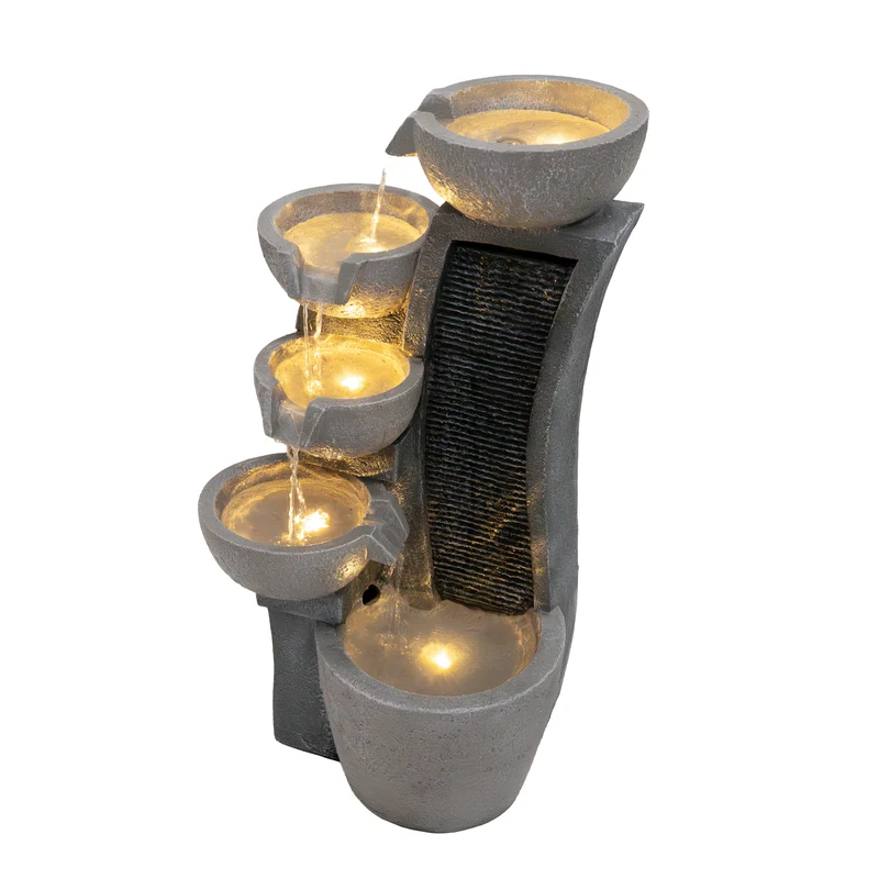 Fontaine de Jardin « Sleek Streams » Avec Éclairage LED
