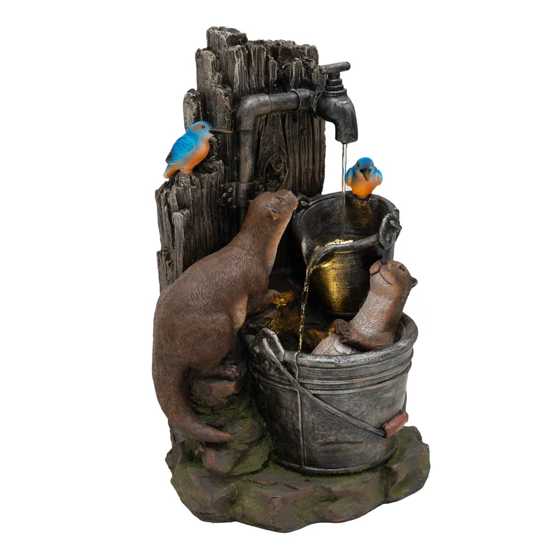 Fontaine de Jardin « Otter Oasis » Avec Éclairage LED