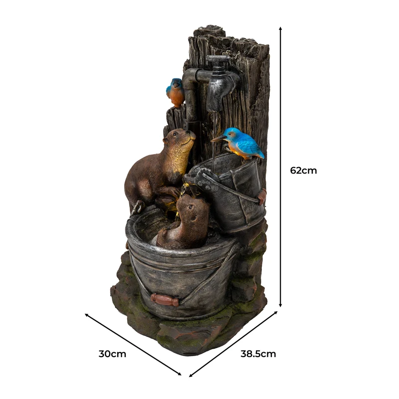 Fontaine de Jardin « Otter Oasis » Avec Éclairage LED