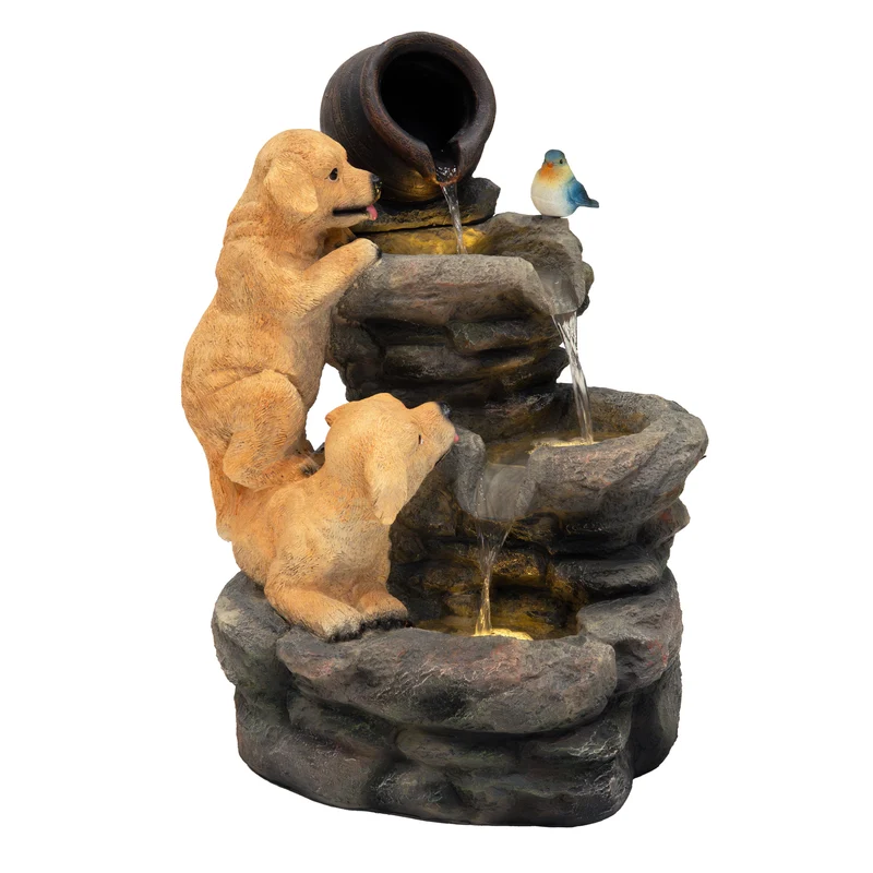 Fontaine de Jardin « Canine Creek » Avec Éclairage LED