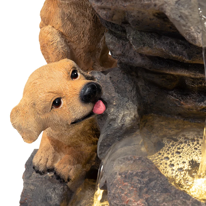 Fontaine de Jardin « Canine Creek » Avec Éclairage LED