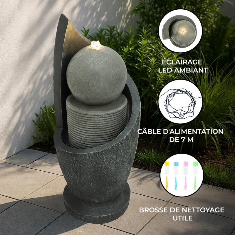 Fontaine de Jardin « Zen Cascade » Avec Éclairage LED